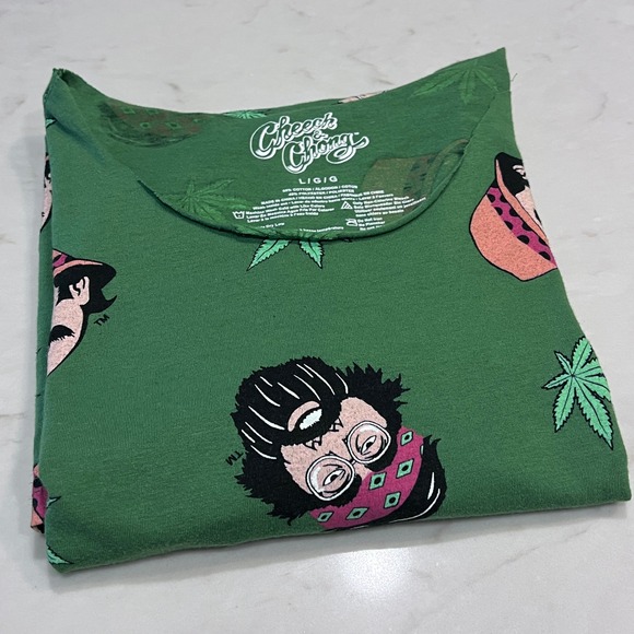 Cheech & Chong Graphic T-Shirt Green Marijuana Leaf Comedy Unisex - ALTERED - Picture 8 of 8